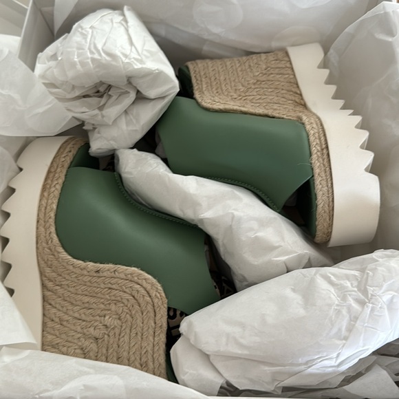 Stella McCartney Gaia Alter Mat Peeptoe Wedge Espadrilles - Picture 2 of 7